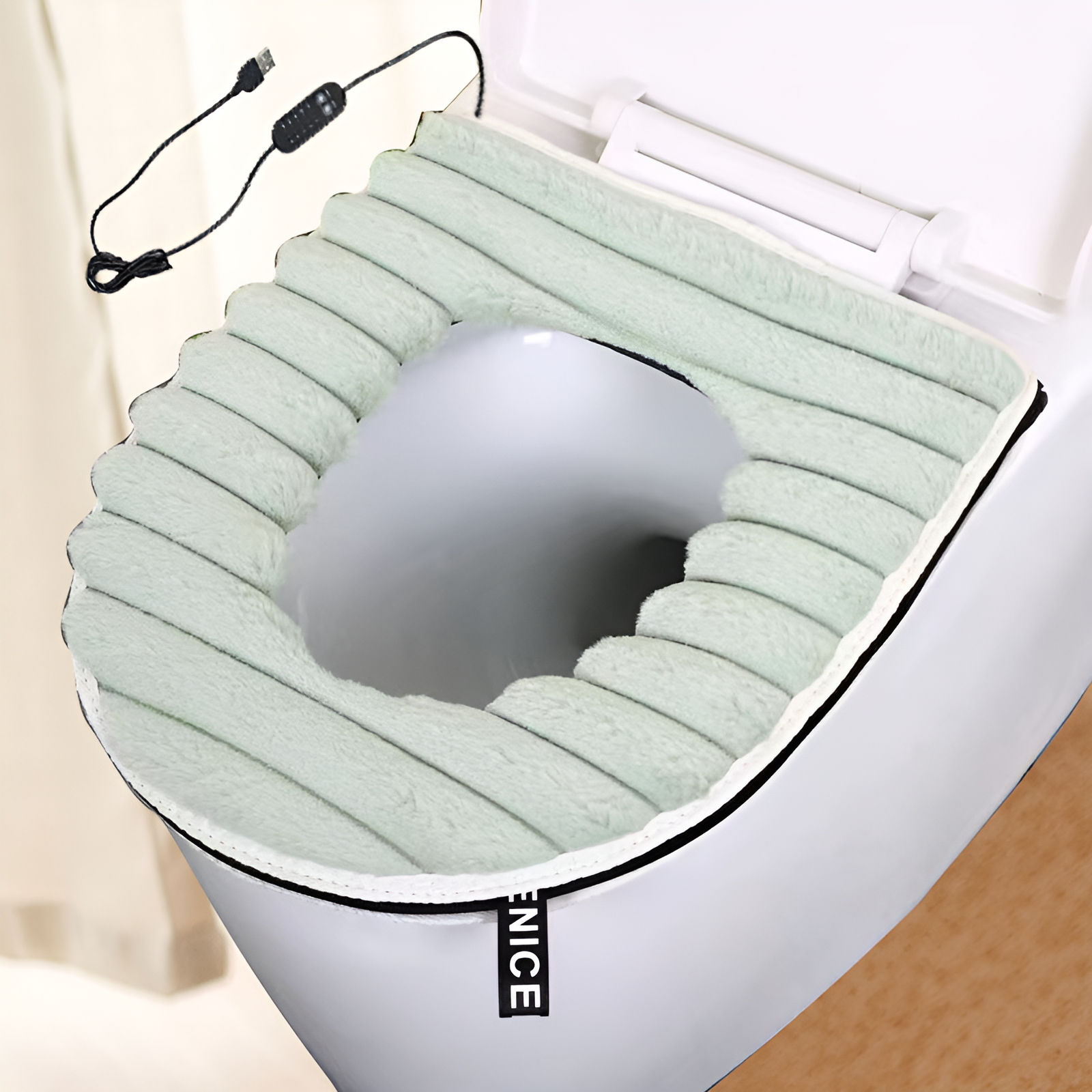 冬 USB スマート暖房便座洗えるトイレカバーハンドル付き高品質ラビットダウンユニバーサルシートクッション